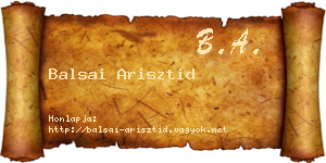 Balsai Arisztid névjegykártya